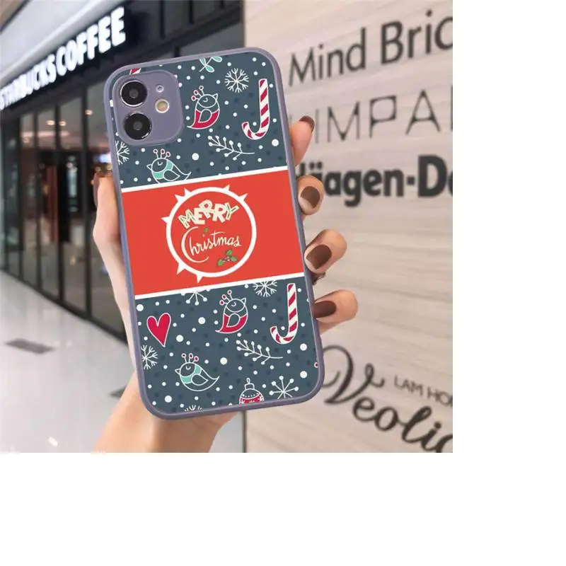 

Merry Christmas design Phone Case Matte Transparent for iPhone 7 8 11 12 s mini pro X XS XR MAX Plus cover funda