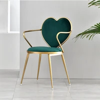 creative nordic dining chair iron gold leg soft flannel pu heart shaped chairs nail coffee lounge stools dressing chair