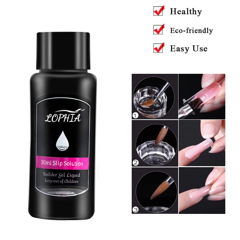 

LOPHIA 30ml Poly Nail Gel Liquid For Soak off Poly UV gel Nail Brush Slice Tip Manicure Gel Nail Slip Solution Tools fake nails