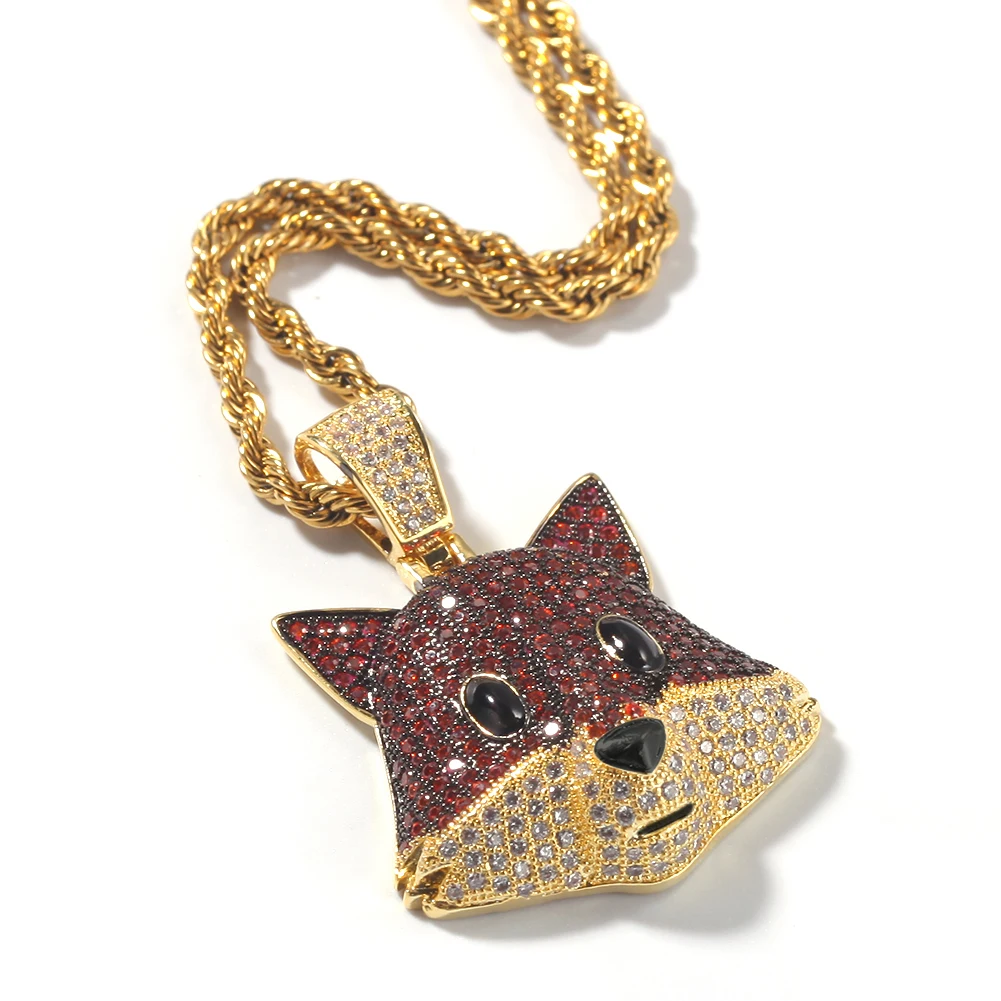UWIN лиса Полный CZ кулон милый Bling медный материал ожерелье цепь Модные ювелирные изделия Хип-хоп