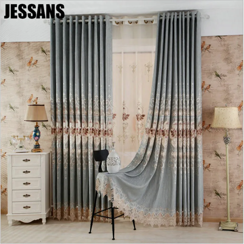Занавески для гостиной столовой спальни шенилль вышивка занавески Европейский