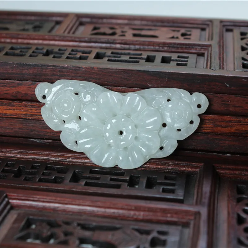 

Natural jadeite jade handcarved flower beads DIY 100% real jade bracelets necklace jade accessories septa scattered beads