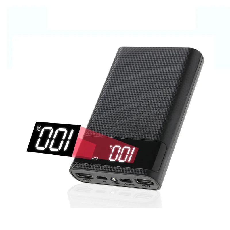 

New 15000mAh Power Bank Case Mobile Phone Charge DIY 4x18650 Battery Storage Box With Dual USB Type C Micro USB Without Battery