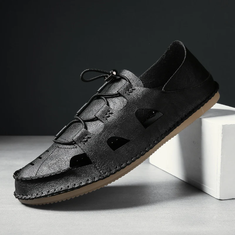 Новые мужские сандалии летние мягкие удобные из натуральной кожи уличные