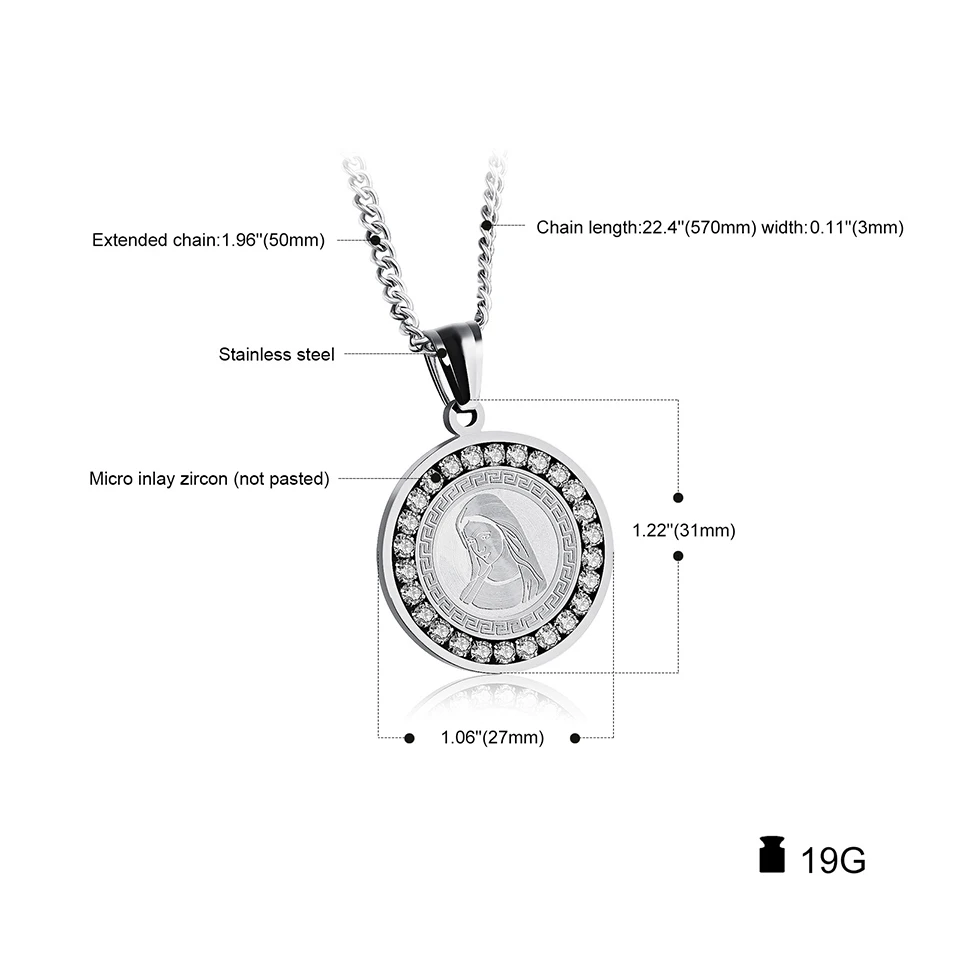 Ожерелье с подвеской из фианита Guadalupe мужское ожерелье титана нержавеющая сталь