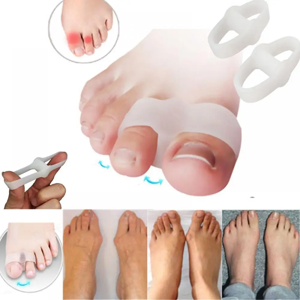 

1pair Soft Silicone Gel Tube Toe Separators Correction Foot Pain Relief Toe Protector Bunion Corrector Diy Foot Care Tool