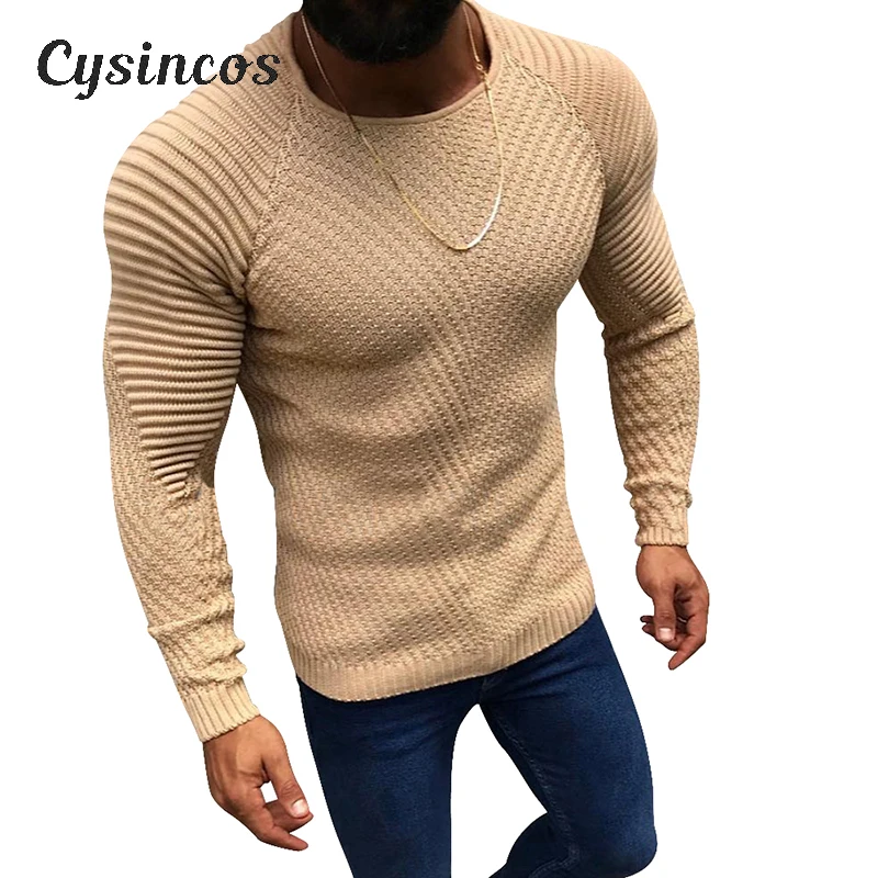 CYSINCOS приталенный мужской свитер весна осень 2018 тонкий вязаный пуловер с круглым