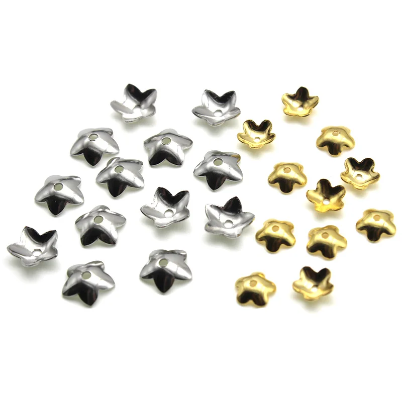 

50pcs/lot Stainless Steel Gold Silver Tone 6mm 7mm Bead Caps End Crimp Bead for Pearl Bead Cap DIY Jewelry Making Accessories