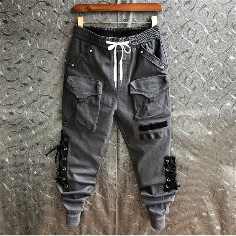 Джоггеры Idopy мужские в стиле панк модные брюки-карго с манжетами на щиколотке