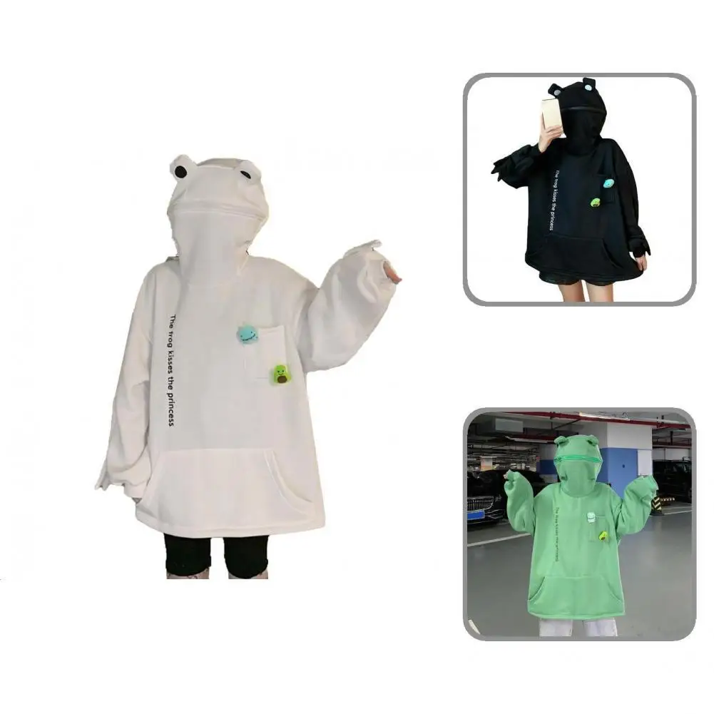 

Casual Korean Style Long Sleeve Sweatshirt Lady Pullover Cute Hooded