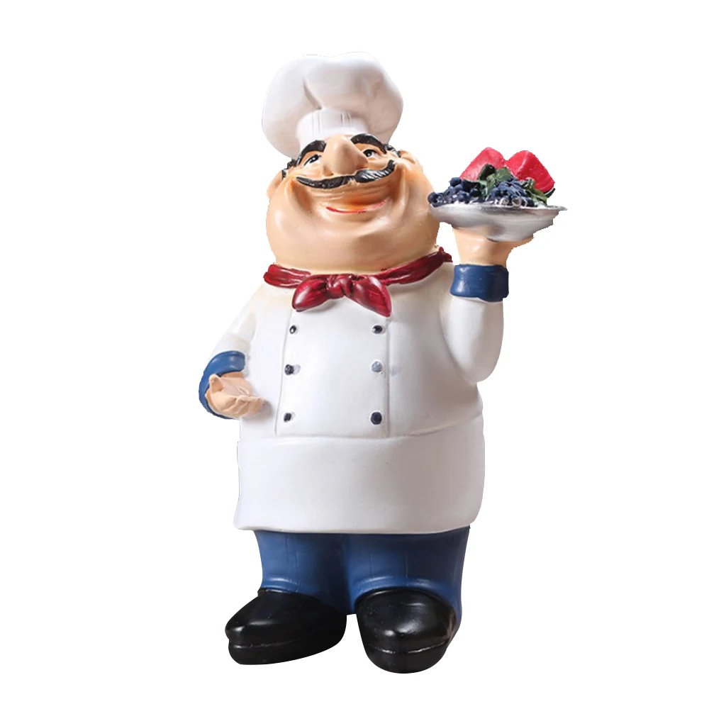 Multiple Styles Resin Chef Statue Cartoon Restaurant Chef Figurine Cook Ornament Home Kitchen Cute Sculpture Tabletop Decors images - 6