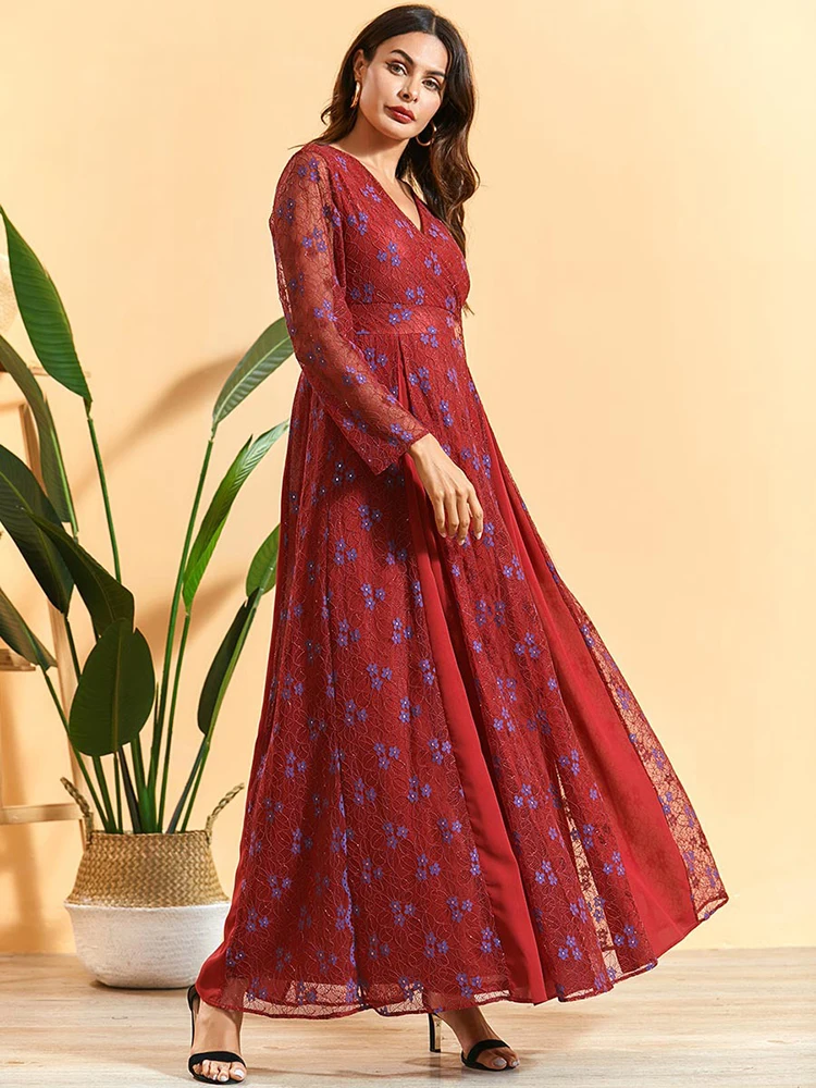 Кружевные Абайи для женщин индийская Европейская мусульманская одежда кафтан