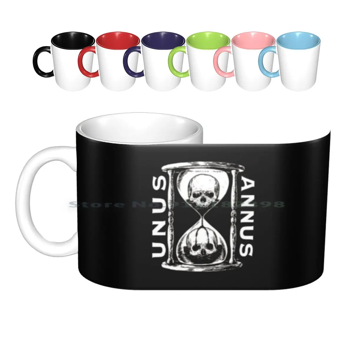 Unus Annus Skull tazze in ceramica tazze da caffè tazza da tè al latte Meme Logo Memento Mori Youtube tendenza creativa tazza da regalo Vintage