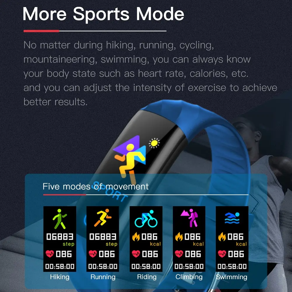 Смарт браслет IP67 Водонепроницаемый плавание фитнес трекер монитор сердечного