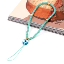 New Fashion Jewelry Phone Chain Accessories Colorful Crystal Evil Eye Charm Lanyard Strap
