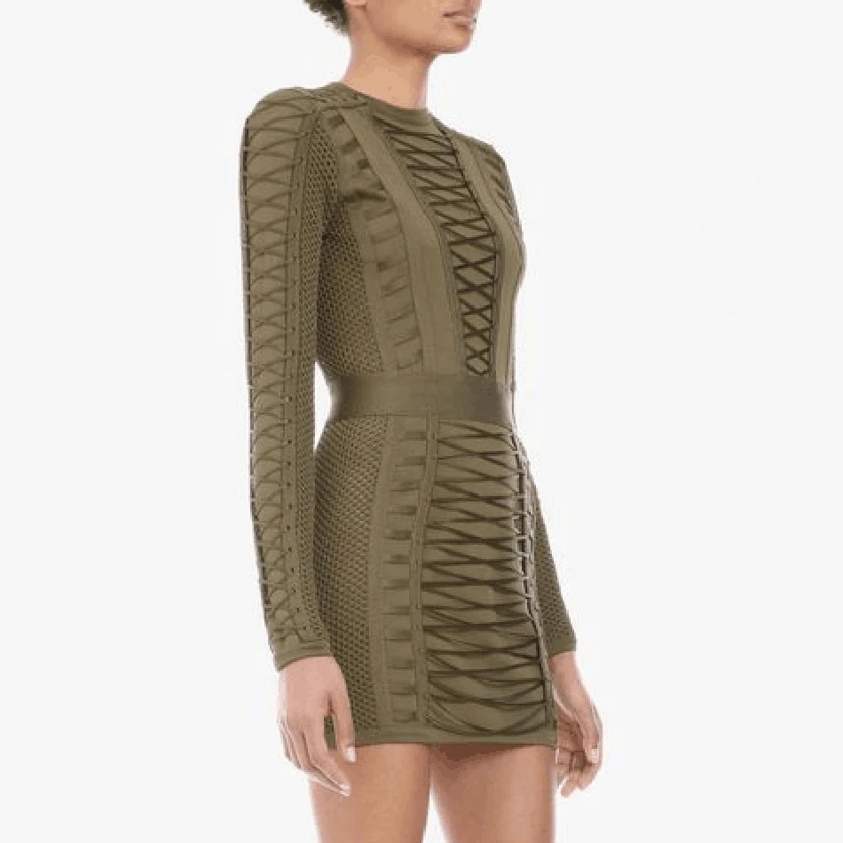 Vestido, обтягивающее платье preto das mulheres, новинка, сексуальная мода, комбинированная сетка, перекрещивающаяся повязка, Vestido, длинный рукав