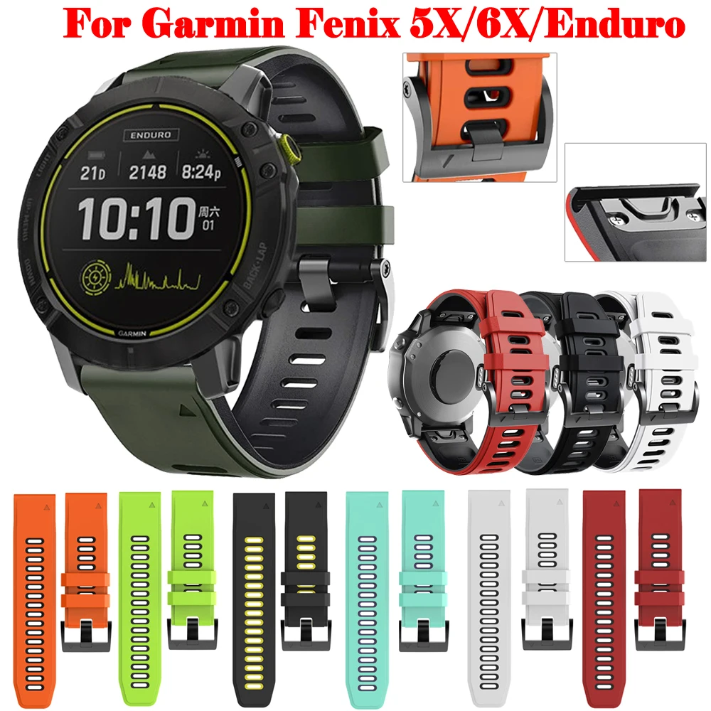 

26mm Quick Fit Watchband For Garmin Fenix 6X 6X Pro 5X 3 3HR Silicone Watch Band For Garmin Descent MK1/D2 Delta PX Wrist Straps