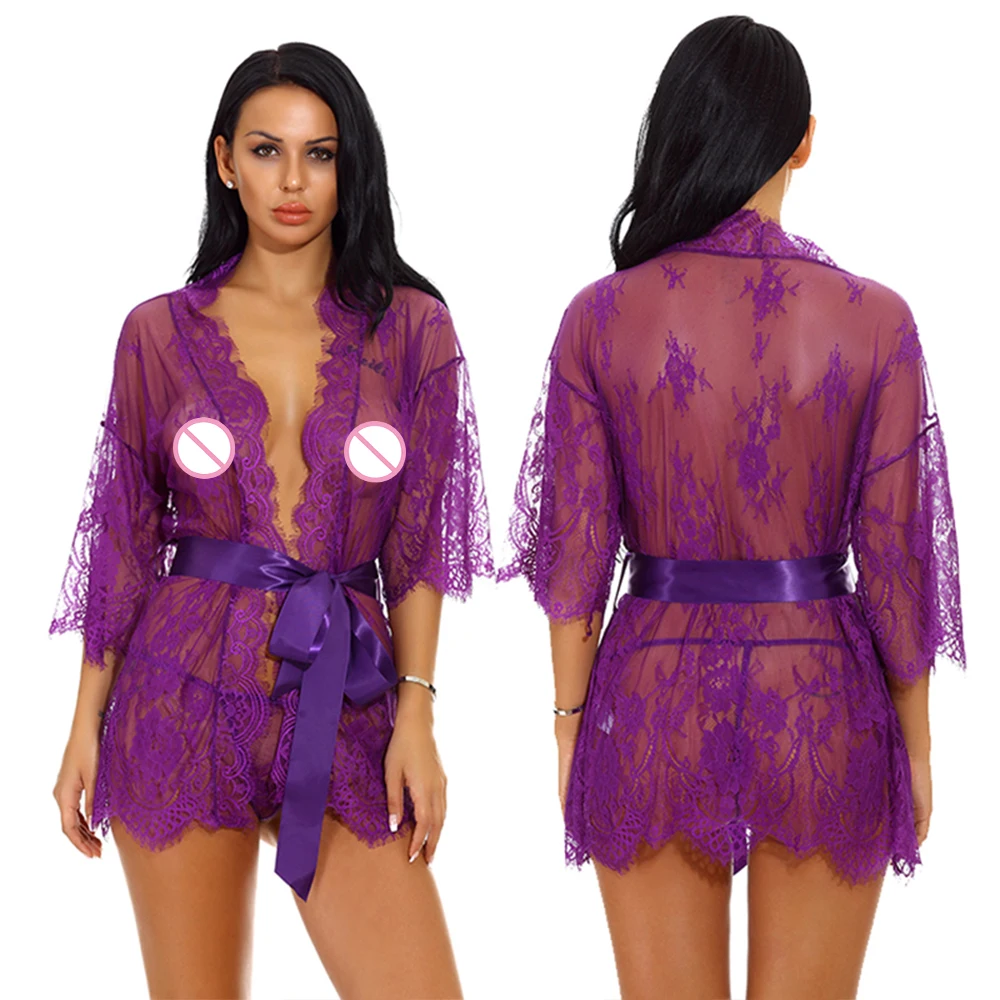 Сексуальное нижнее белье халаты для секса прозрачная Пижама с вышивкой бондаж