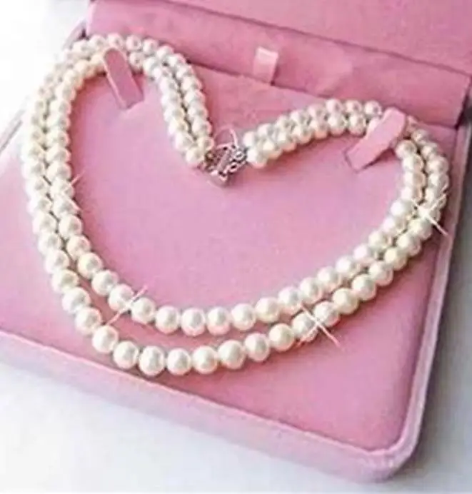 

Exquisite 2 Rows 6-7mm White Fresh water culture akoya Pearl Necklace 16.5-17.5"