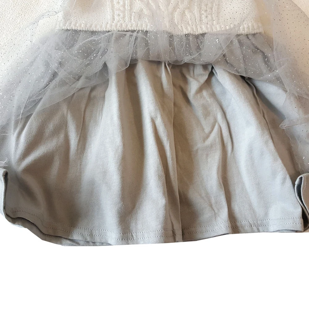 Детское платье с вуалью Сезон весна осень Детский свитер Серая кружевная юбка