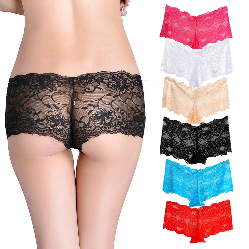 

Summer Women Thin Lace Boxers Underwear Comfortable Underpants Womens Female Intimates Hollow Panties S-2XL