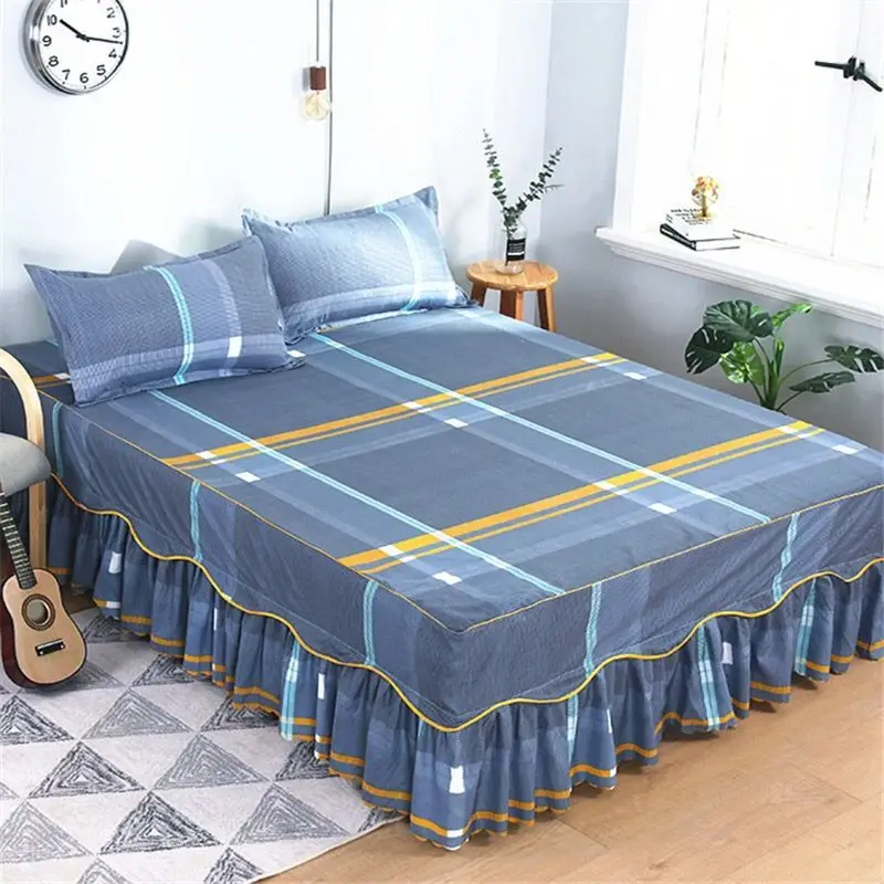 3PCS/Set Decor Home Summer Bed Sheets Textile Bedding Flat Sheet Flower Sheet+ Pillow Covers Soft Warm Bedskirt | Дом и сад