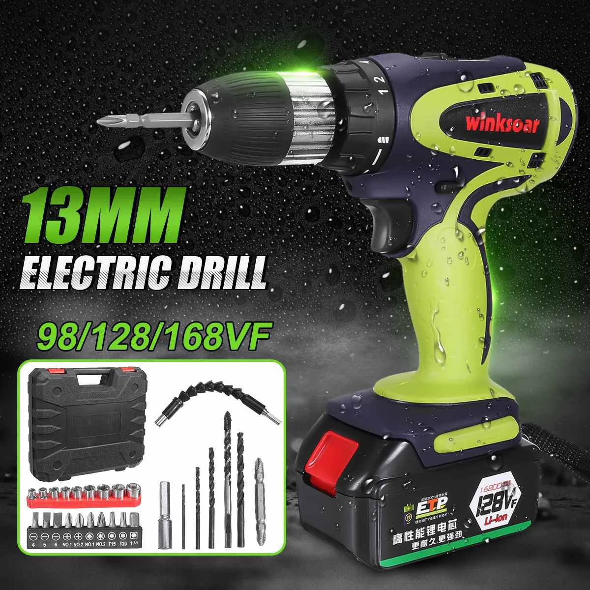 

Cordless Drill 28V 19800mah Lithium Battery Power Tool 18+1 Torque Impact Electric Drill 2-Speed Electric Screwdriver 13mm Chuck