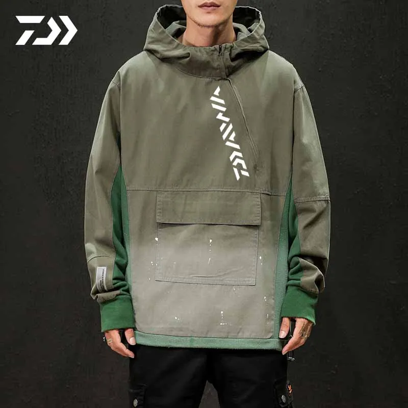 

Daiwa Одежда для рыбалки Толстовка в стиле пэчворк осенне-зимний Свитшот Мужская Уличная одежда Спортивная рыболовная куртка рубашка