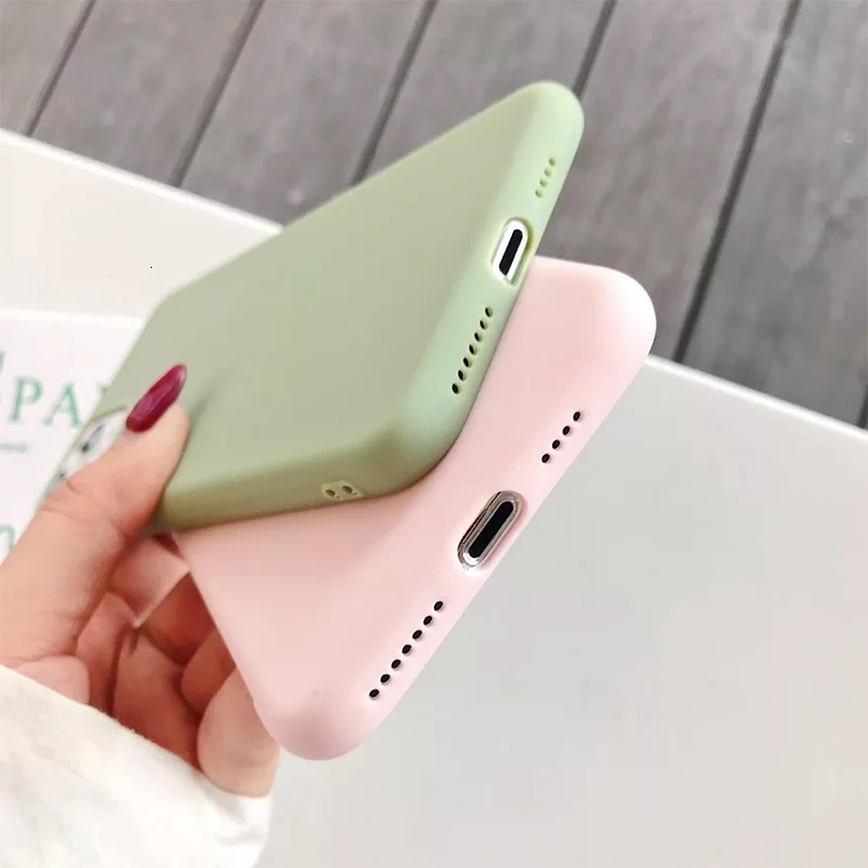 Карамельный чехол для телефона для IPhone 6, 6s, 7, 8 Plus, X, XR, XS, 11 Pro Max, милый простой однотонный Мягкий силиконовый чехол для, чехол для iPhone 11