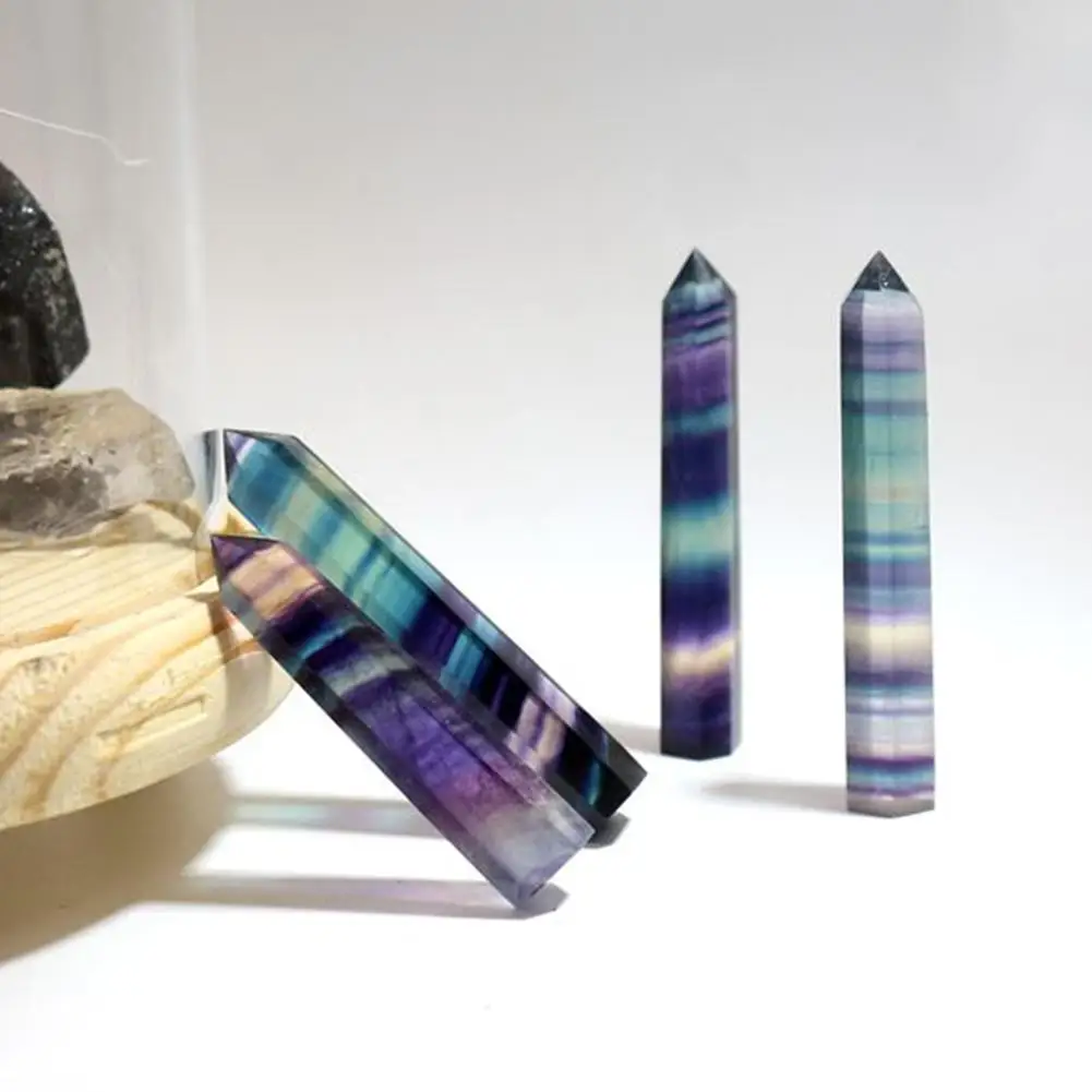 

Натуральная красочная фотоколонка, одноострый шестигранный Хрустальный столбик, шероховатый камень, размагничивание, украшение для дома