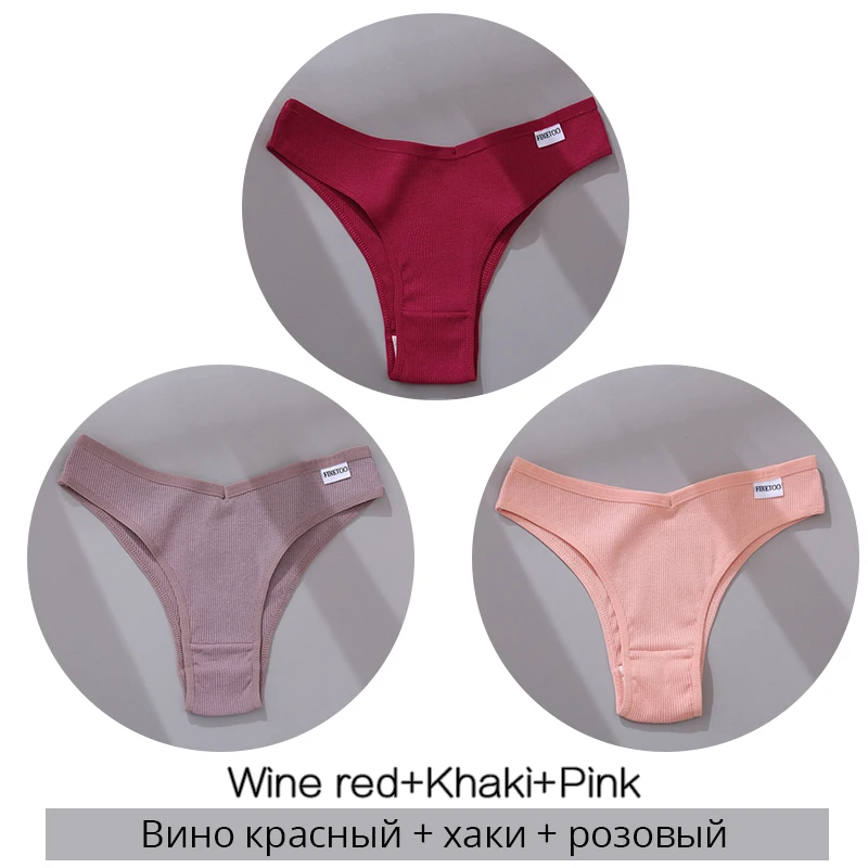 3pcs/set G-string Panties Cotton Women's Underwear Sexy Panty Female  Underpants Thong Solid Color Lingerie T-back Design