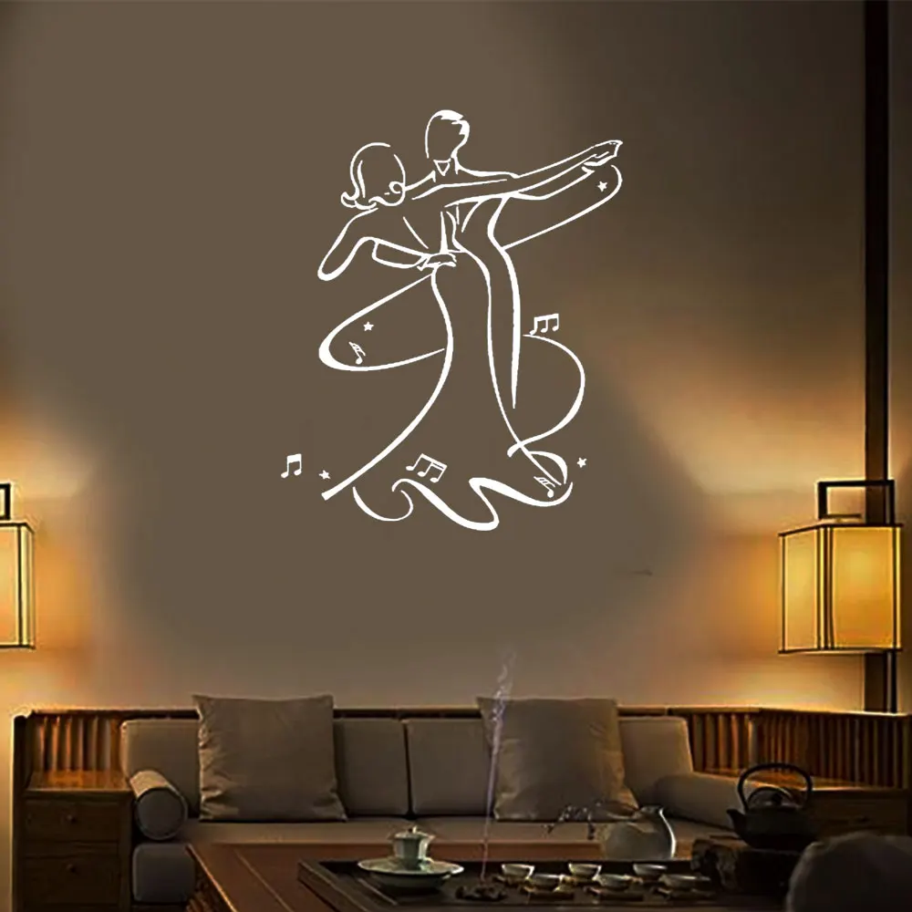 

Dance Studio Silhouette Dancing People Wall Stickers Vinyl Home Decor For Living Room Removable Self Adhesive Mural DW8436