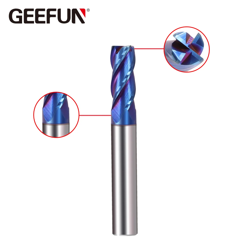JF 3R0.5*8 * D4 50 4F GEK HRC60 Карбид 4 флейты Угловой радиус Концевые Фрезы синий NaCo для резки