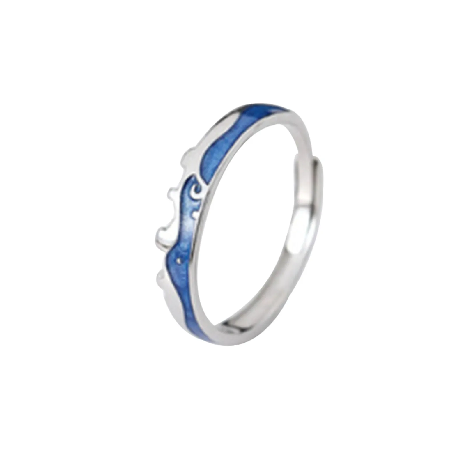 Moon and Sea Promise Ring for Him Her Adjustable 2 Tone Sterling Silver 925 Rings Couple One Size d88 | Украшения и аксессуары