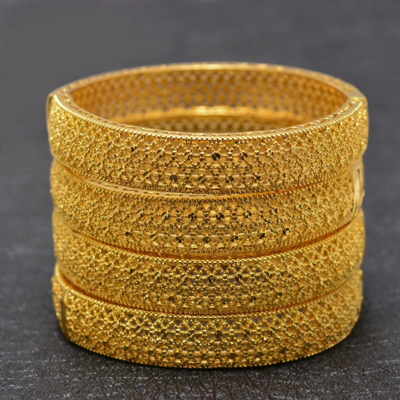 Wando-brazalete de oro de 24k para mujer, pulsera etíope de oro de Dubái para novia, boda, África, Joyería Árabe, pulsera de oro para chica