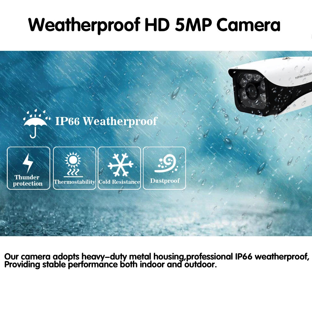 5MP Ультра HD AHD камера наружная Водонепроницаемая инфракрасная ночное видение ONVIF CCTV видеонаблюдения безопасности P2P Email Обнаружение движения