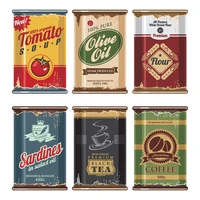 retro food cans ketchup oil oatmeal fish oil coffee tea cans wall car stickers decals