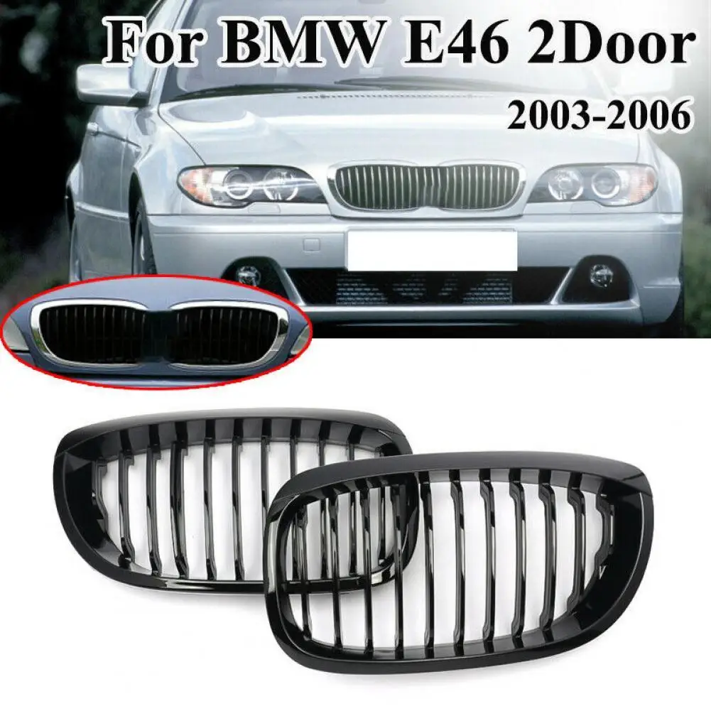 

50% Hot Sales!!! 1Pair Grille Luxury Easy to Install Matte Black Kidney 51137064318 51137064317 Grille for BMW 3 Series E46 LCI