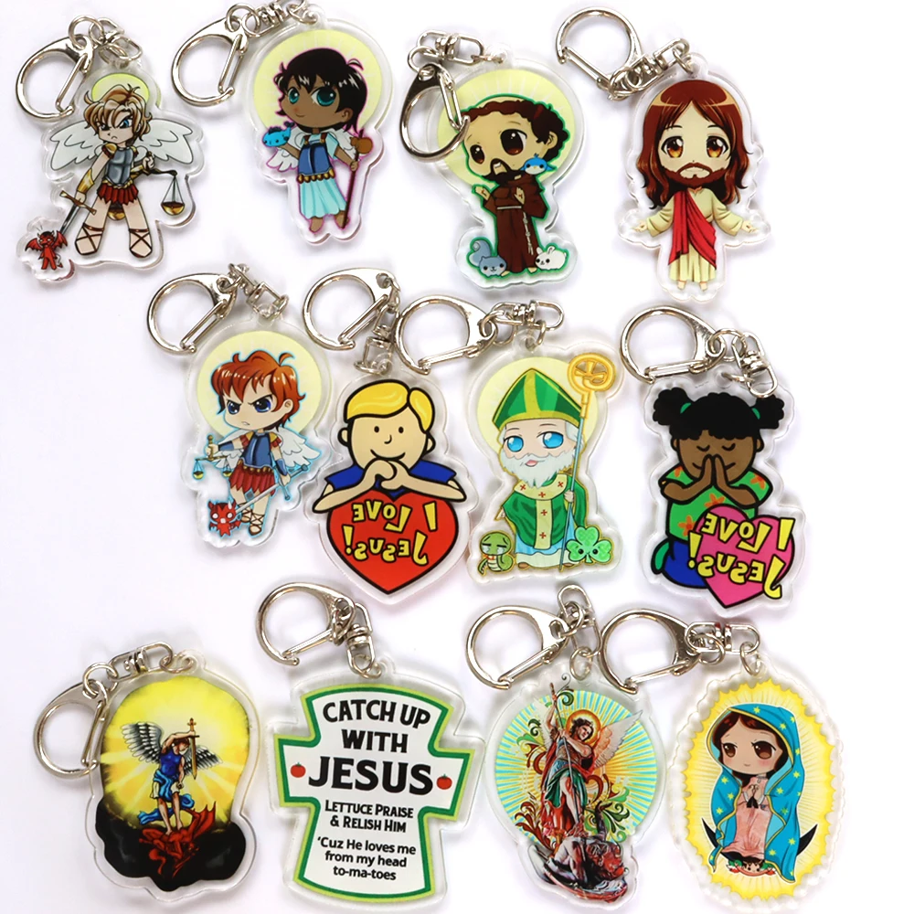SONGDA новейший акриловый брелок для ключей с надписью Я люблю Иисуса цепочка