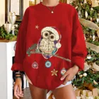 Толстовка Женская с длинным рукавом, Модный Повседневный пуловер с круглым вырезом и рождественским принтом, свободные топы, милая женская кофта