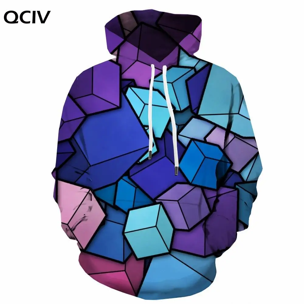 

Бренд QCIV, Мужская психоделическая 3d печать, Вихревой капюшон, повседневный квадратный свитшот с длинным рукавом, Забавный