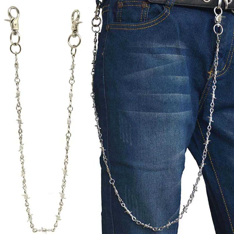Цепочка для ключей в стиле панк/хип хоп длинный металлический аксессуар джинсов