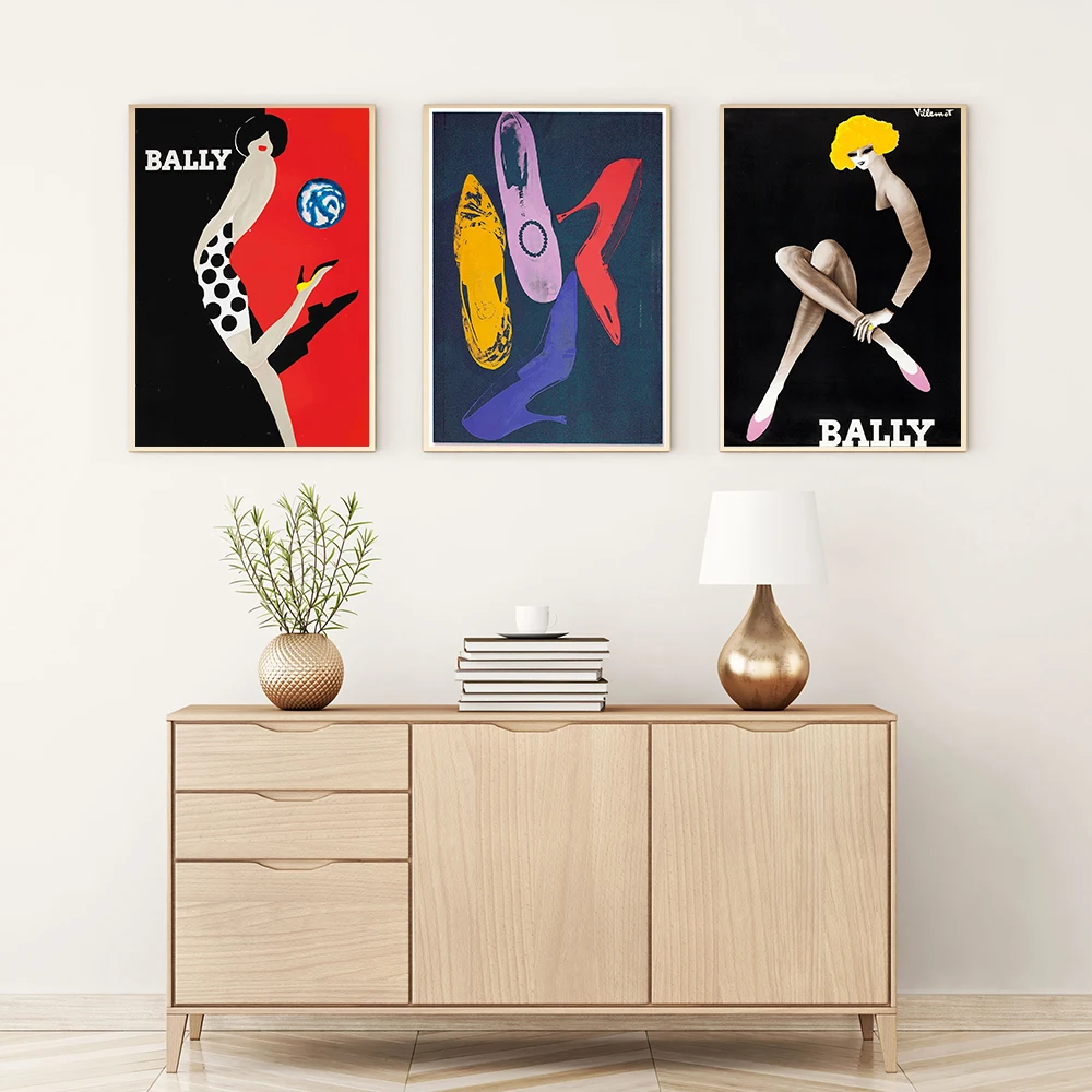 

Vintage Prints Black&Red Wall Art Canvas Painting Famous Advertising Poster Fashion Shoes Wall Art Pictures Gift Home Decoration