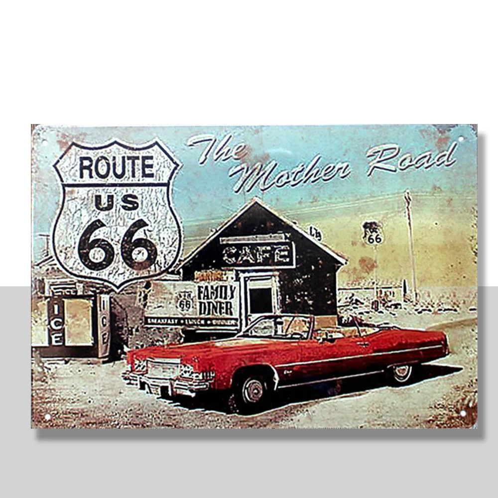 

Металлический жестяной знак US ROUTE 66 MOTHER ROAD Bar Pub Vintage Retro плакат для кафе ART