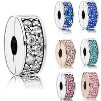 colorful crystal spacer beads fit original pan charms bracelet spacer clip charm diy jewelry for women fine bangle accessory