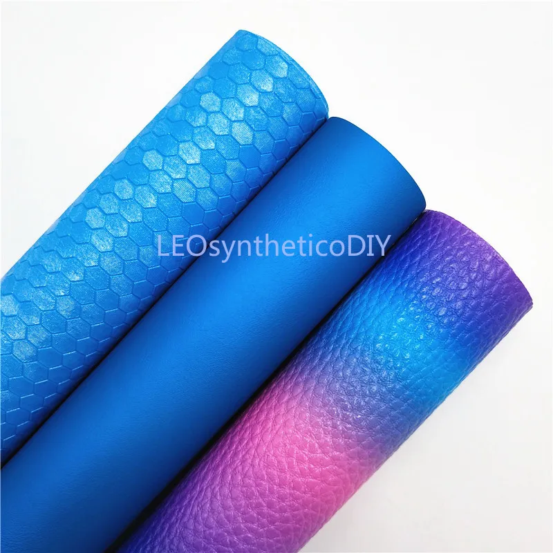 Мини рулон 30x134 см синяя ткань из искусственной кожи зернистая Радуга для