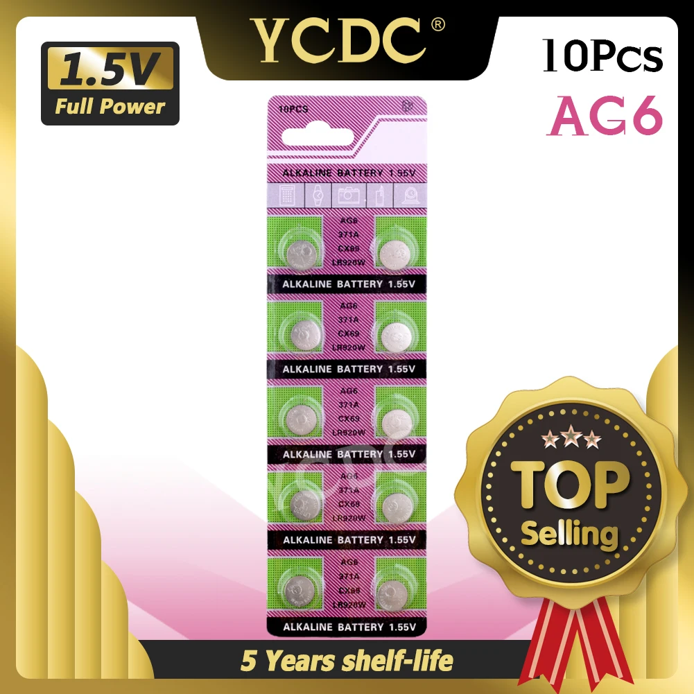10 шт. YCDC 11 большая акция батарея для кнопок часов ag6 371 d371 605 sr920sw sr69 щелочная