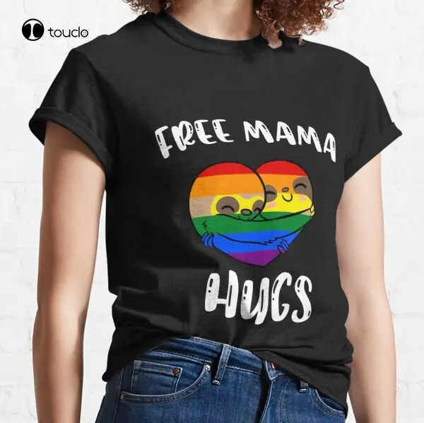 

Free Mama Hugs Sloth Gay Pride Lgbt Rainbow Flag Classic T-Shirt Custom Aldult Teen Unisex Digital Printing Tee Shirt Xs-5Xl