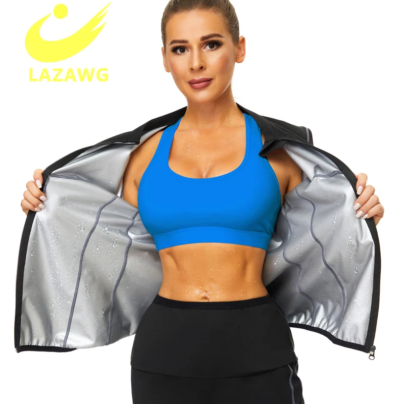 

LAZAWG Fashion Sauna Shirt Women Body Shaper Waist Trainer Shirts Hot Sweat Slimming Weight Loss Coat Suit Gym Workout Long Tops