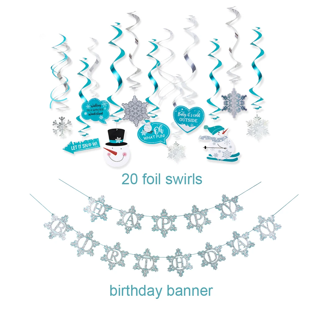 Let it Snow Party Decorations Lanterns Balloons Photo props Banner Winter Wonderland Snowflake Christmas Decor